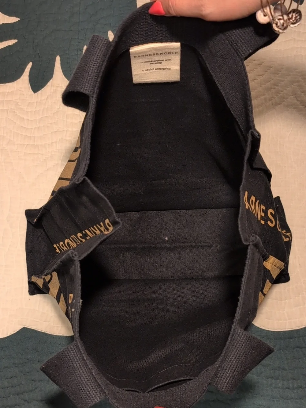 New Barnes & Noble Black Tote with Gold Graphic